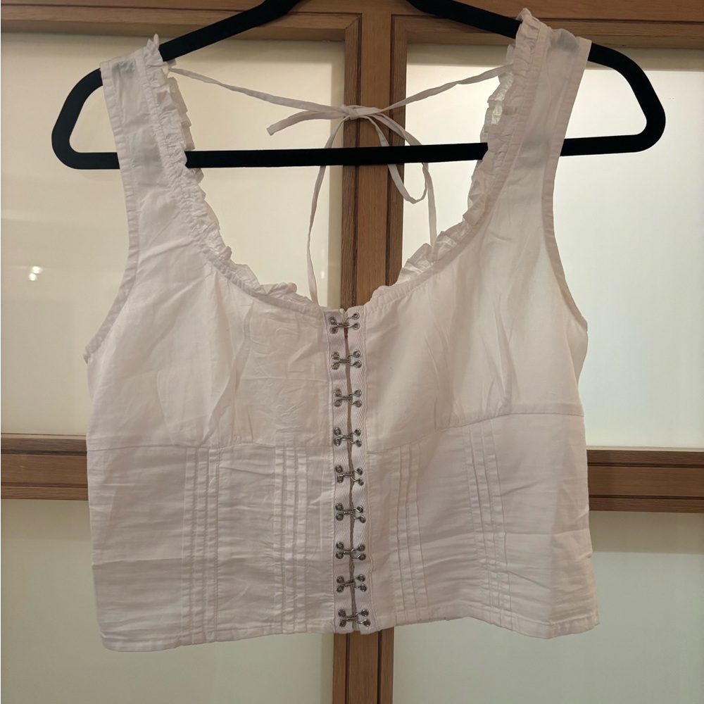 Free People White Tank Top with Hook Accents